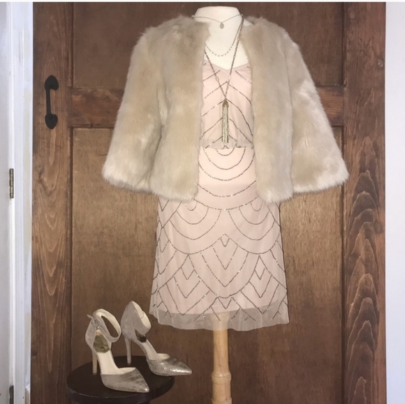 Simply Liliana light pink and grey beaded dress - Picture 2 of 6